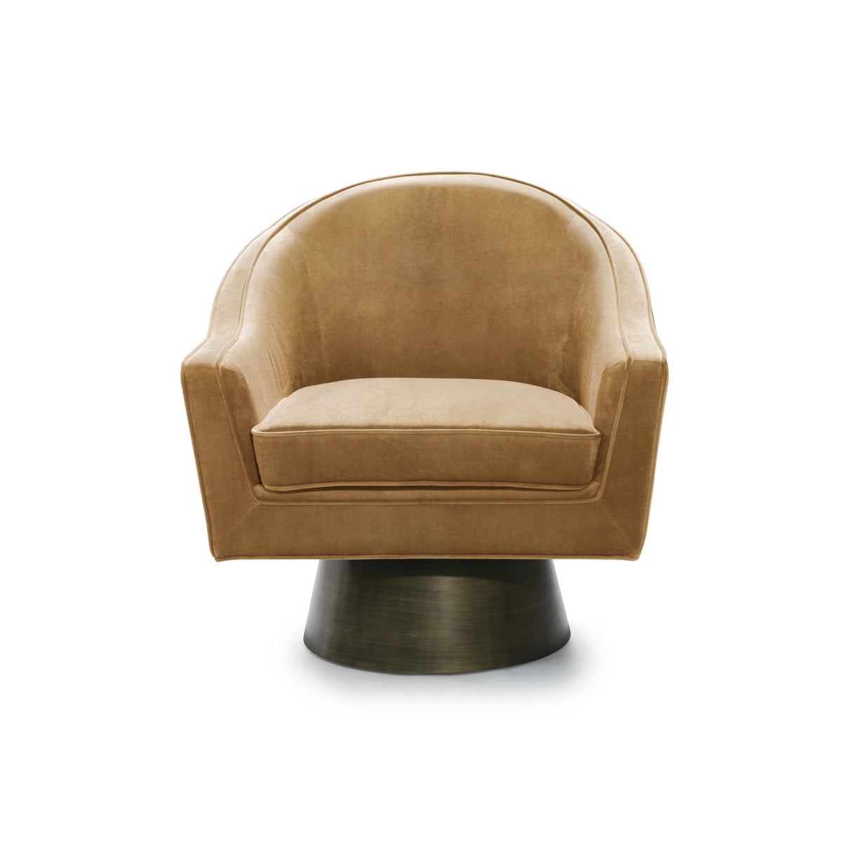 Worlds Away Swivel Chair W. Bronze Base In Camel Velvet
