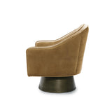 Worlds Away Swivel Chair W. Bronze Base In Camel Velvet