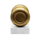 Worlds Away Disk Shaped Textured Brass Metal Bookend With Square White Marble Base