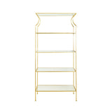 Worlds Away Flared Top Etagere With Clear Glass Shelves In Gold Leaf