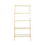 Worlds Away Flared Top Etagere With Clear Glass Shelves In Gold Leaf