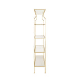 Worlds Away Flared Top Etagere With Clear Glass Shelves In Gold Leaf