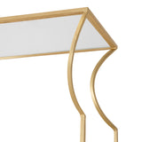 Worlds Away Flared Top Etagere With Clear Glass Shelves In Gold Leaf