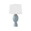 Worlds Away Tall Bulb Shape Ceramic Table Lamp With White Linen Shade In Light Blue