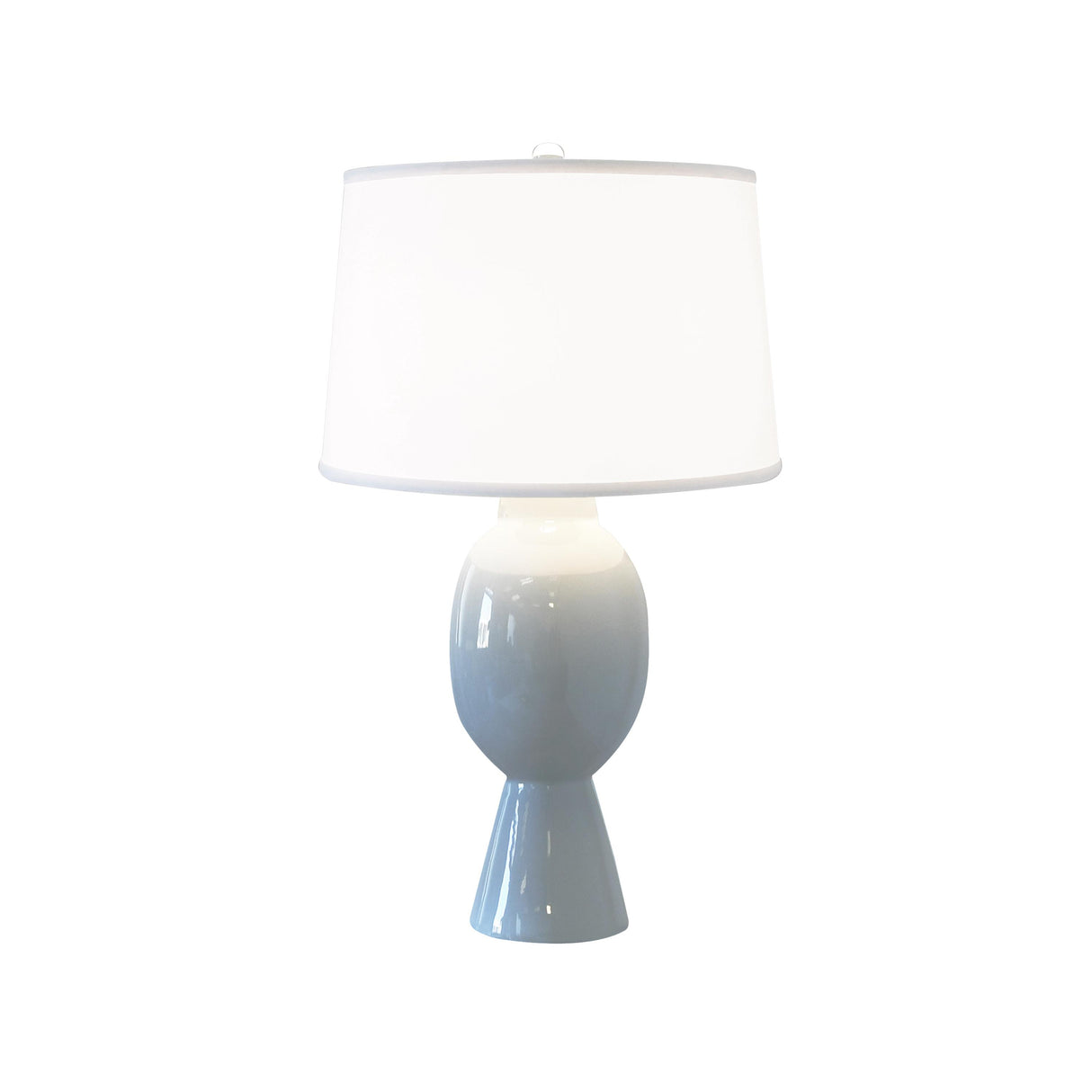 Worlds Away Tall Bulb Shape Ceramic Table Lamp With White Linen Shade In Light Blue