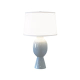 Worlds Away Tall Bulb Shape Ceramic Table Lamp With White Linen Shade In Light Blue