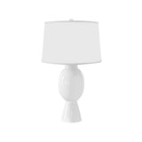 Worlds Away Tall Bulb Shape Ceramic Table Lamp With White Linen Shade In White