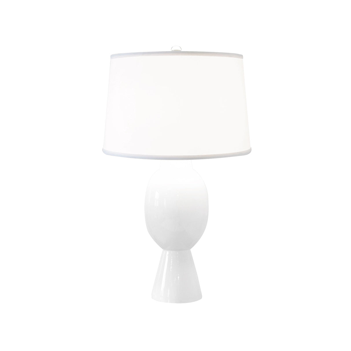 Worlds Away Tall Bulb Shape Ceramic Table Lamp With White Linen Shade In White