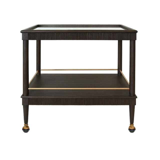 Worlds Away Classic Bar Cart With Fluted Detail In Espresso Oak