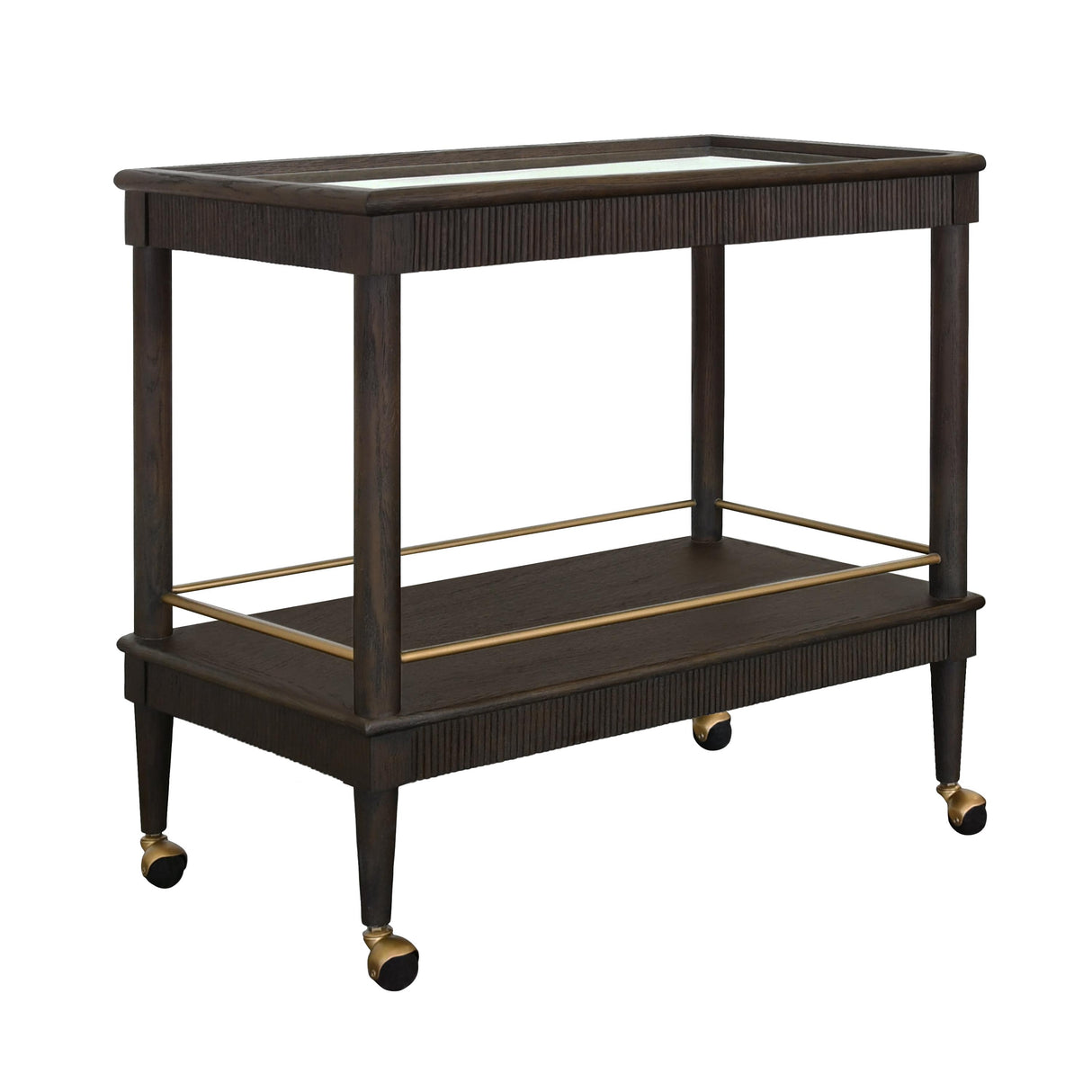 Worlds Away Classic Bar Cart With Fluted Detail In Espresso Oak