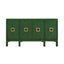 Worlds Away Four Door Buffet With Large Brass Square Hardware In Green Dyed Grasscloth