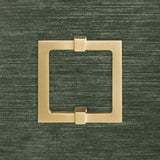 Worlds Away Four Door Buffet With Large Brass Square Hardware In Green Dyed Grasscloth