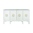 Worlds Away Four Door Buffet With Large Brass Square Hardware In White Textured Linen