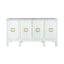 Worlds Away Four Door Buffet With Large Brass Square Hardware In White Textured Linen