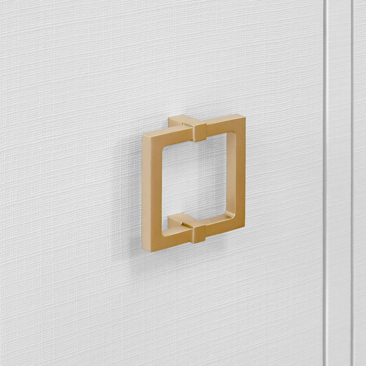 Worlds Away Four Door Buffet With Large Brass Square Hardware In White Textured Linen