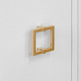 Worlds Away Four Door Buffet With Large Brass Square Hardware In White Textured Linen