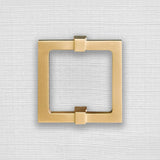 Worlds Away Four Door Buffet With Large Brass Square Hardware In White Textured Linen