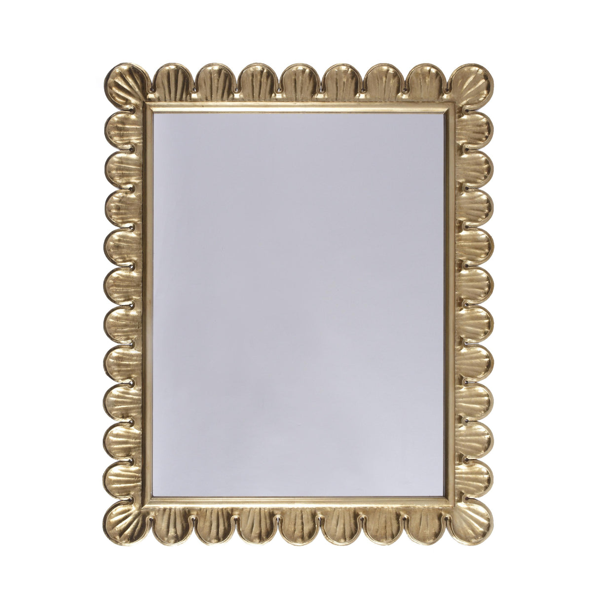 Worlds Away Scalloped Edge Frame Mirror In Gold Leaf