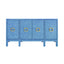 Worlds Away Four Door Buffet With Large Brass Square Hardware In Blue Dyed Grasscloth