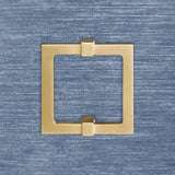 Worlds Away Four Door Buffet With Large Brass Square Hardware In Blue Dyed Grasscloth
