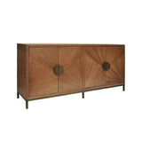 Worlds Away Radial Walnut Cabinet With Painted Bronze Legs And Hardware