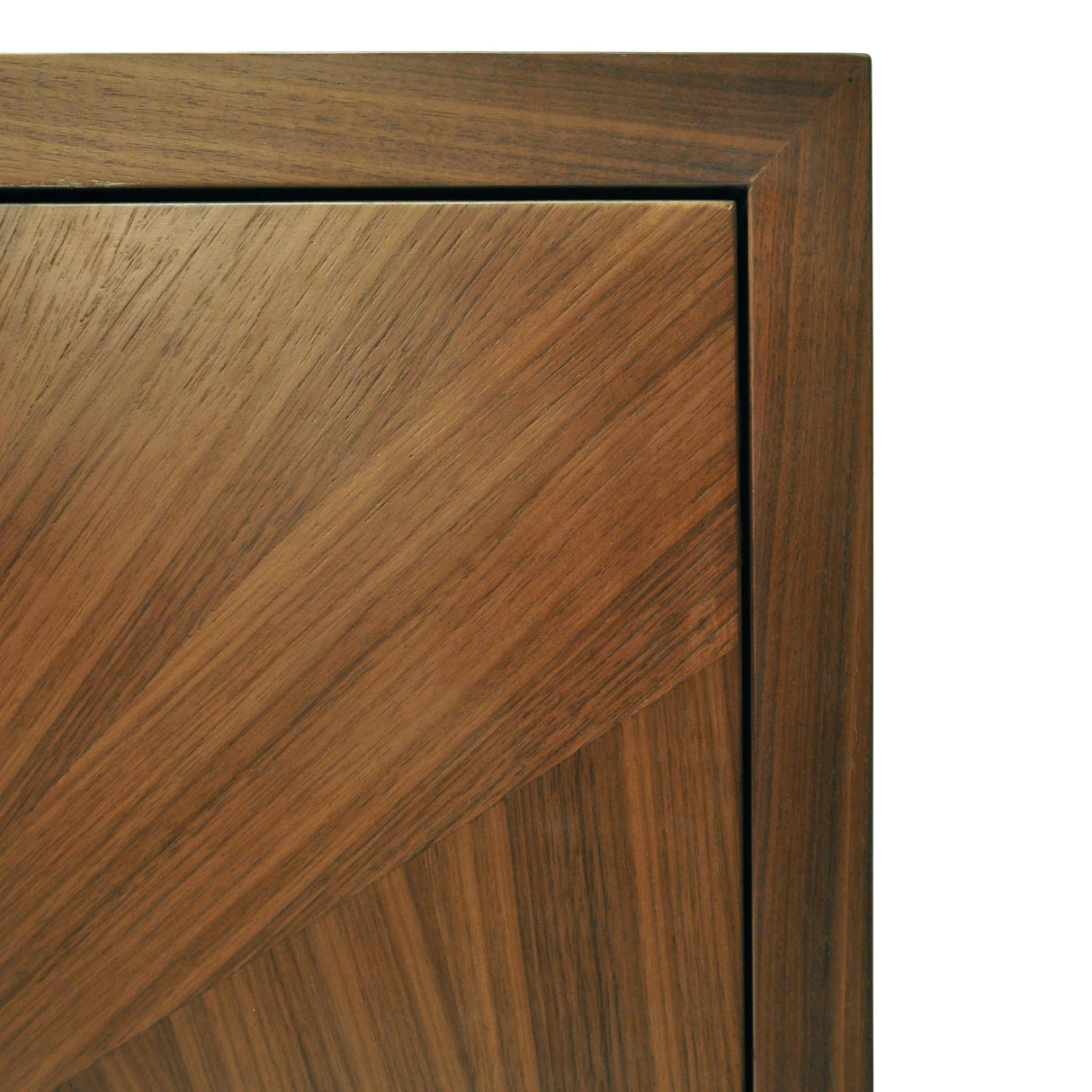 Worlds Away Radial Walnut Cabinet With Painted Bronze Legs And Hardware
