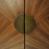 Worlds Away Radial Walnut Cabinet With Painted Bronze Legs And Hardware