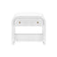 Worlds Away Waterfall Edge Side Table With Fluted Drawer Front In White Lacquer