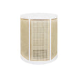 Worlds Away Cane Side Table With Matte White Lacquer Wood Frame