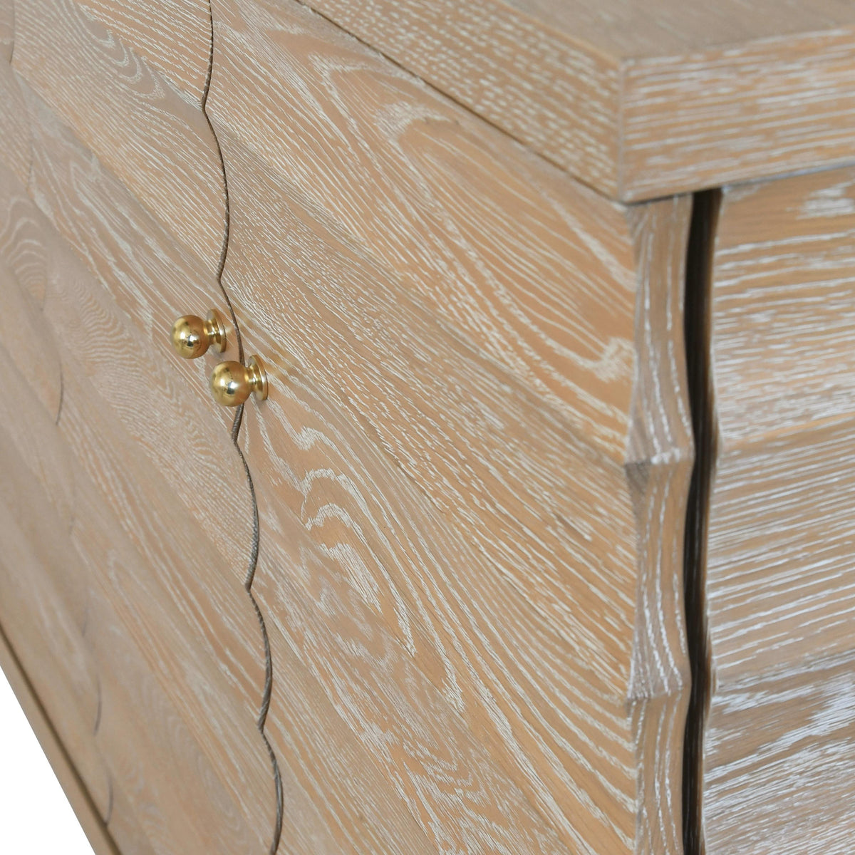 Worlds Away Four Door Buffet With Horizontal Fluted Detail In Cerused Oak