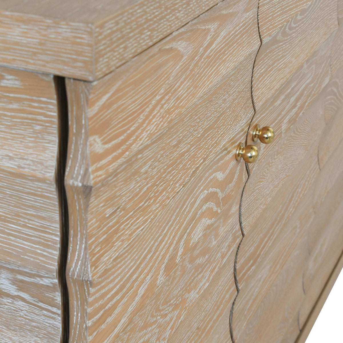 Worlds Away Four Door Buffet With Horizontal Fluted Detail In Cerused Oak