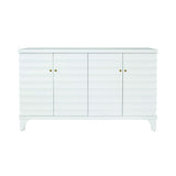 Worlds Away Four Door Buffet With Horizontal Fluted Detail In Matte White Lacquer