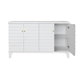 Worlds Away Four Door Buffet With Horizontal Fluted Detail In Matte White Lacquer