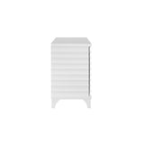 Worlds Away Four Door Buffet With Horizontal Fluted Detail In Matte White Lacquer