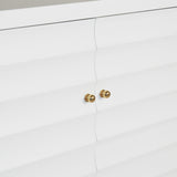 Worlds Away Four Door Buffet With Horizontal Fluted Detail In Matte White Lacquer