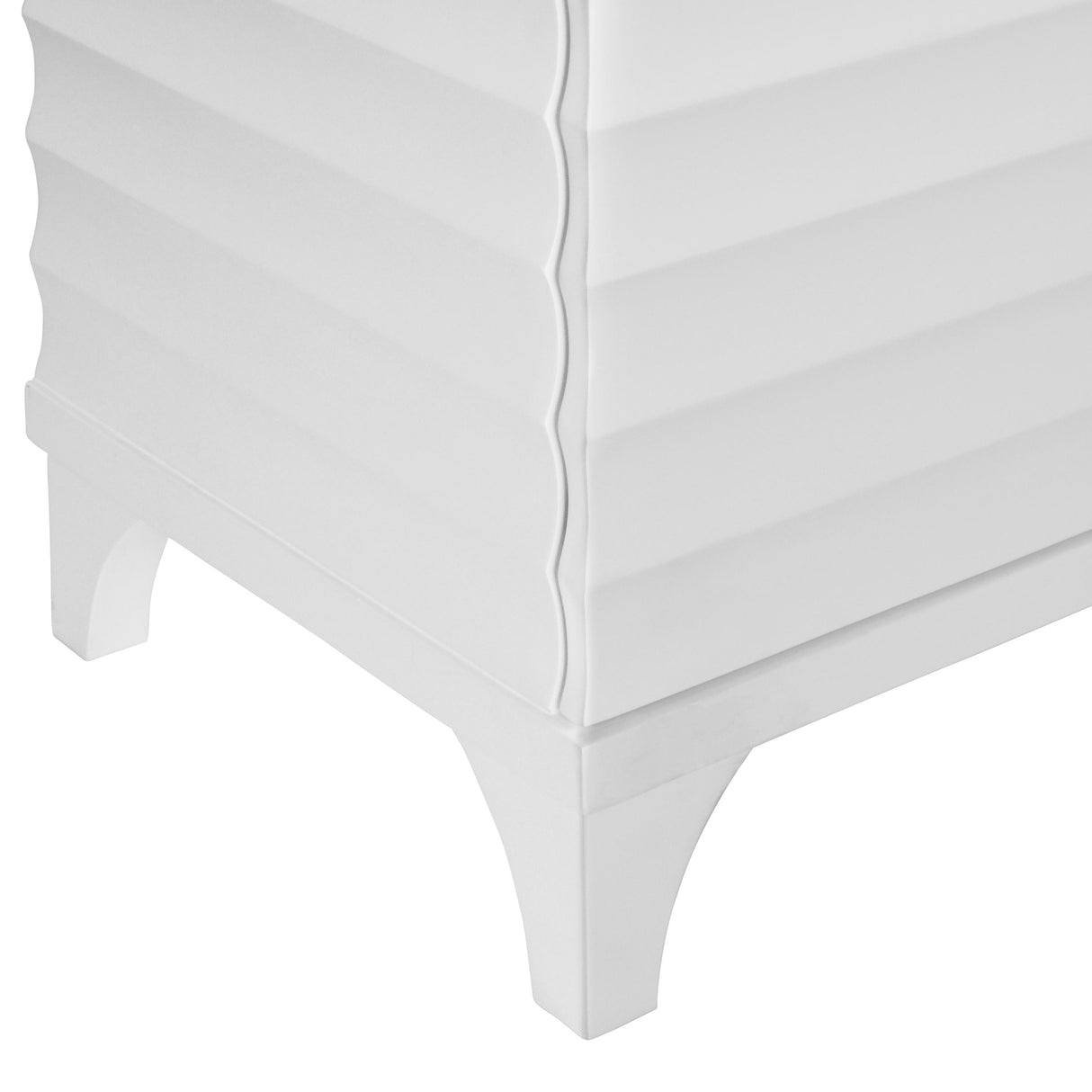 Worlds Away Four Door Buffet With Horizontal Fluted Detail In Matte White Lacquer