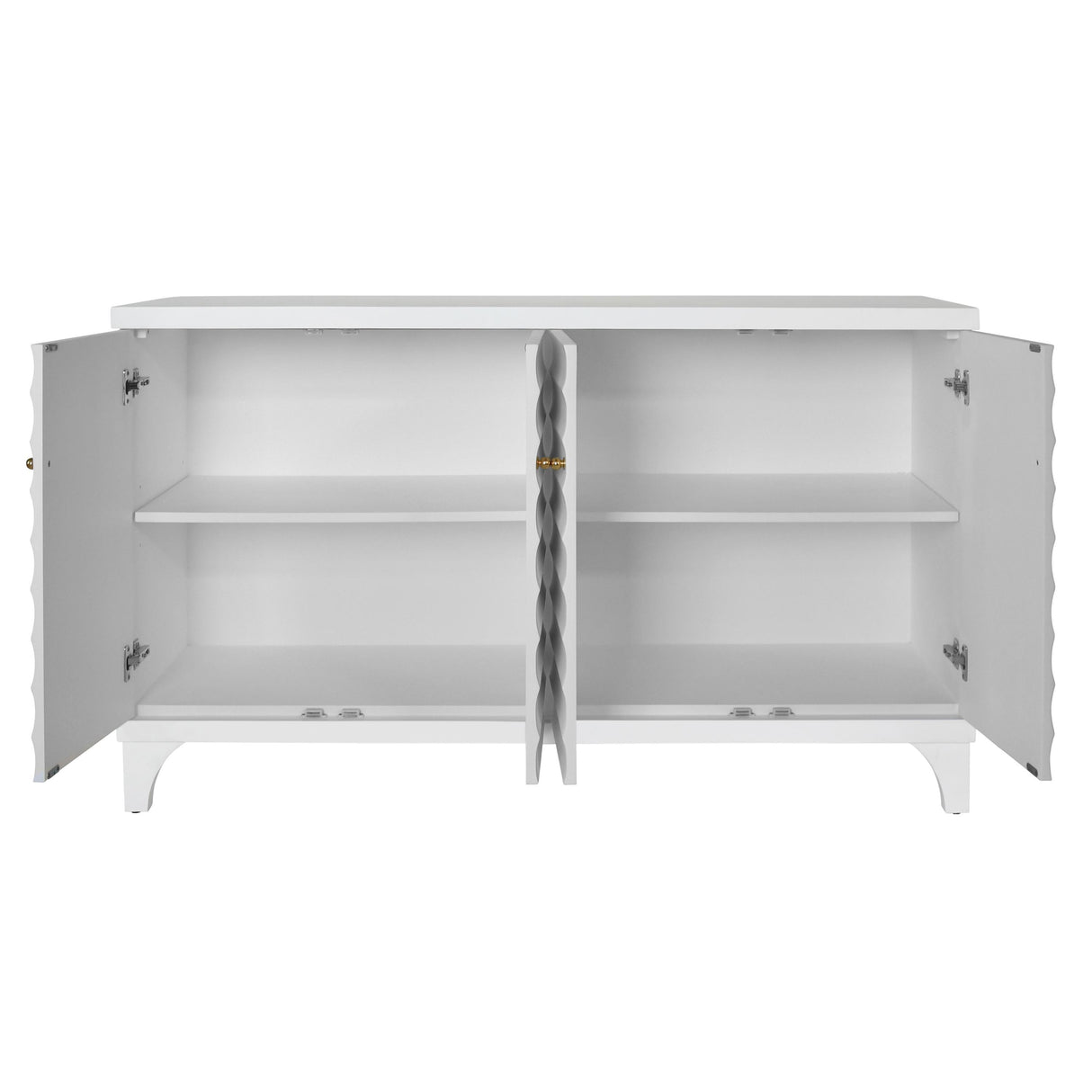 Worlds Away Four Door Buffet With Horizontal Fluted Detail In Matte White Lacquer