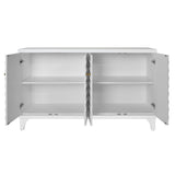 Worlds Away Four Door Buffet With Horizontal Fluted Detail In Matte White Lacquer