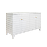Worlds Away Four Door Buffet With Horizontal Fluted Detail In Matte White Lacquer