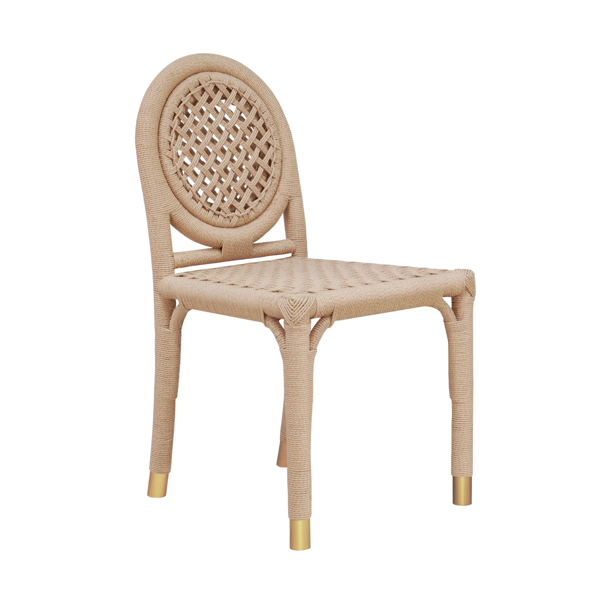 Worlds Away Round Back Rattan Wrapped Dining Chair