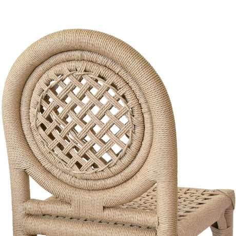 Worlds Away Round Back Rattan Wrapped Dining Chair