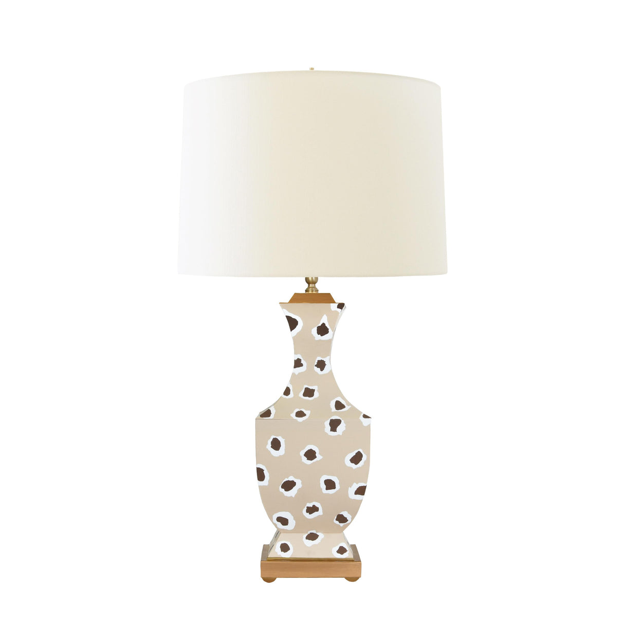 Worlds Away Handpainted Tole Table Lamp In Brown Leopard Pattern