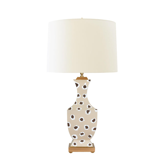 Worlds Away Handpainted Tole Table Lamp In Brown Leopard Pattern