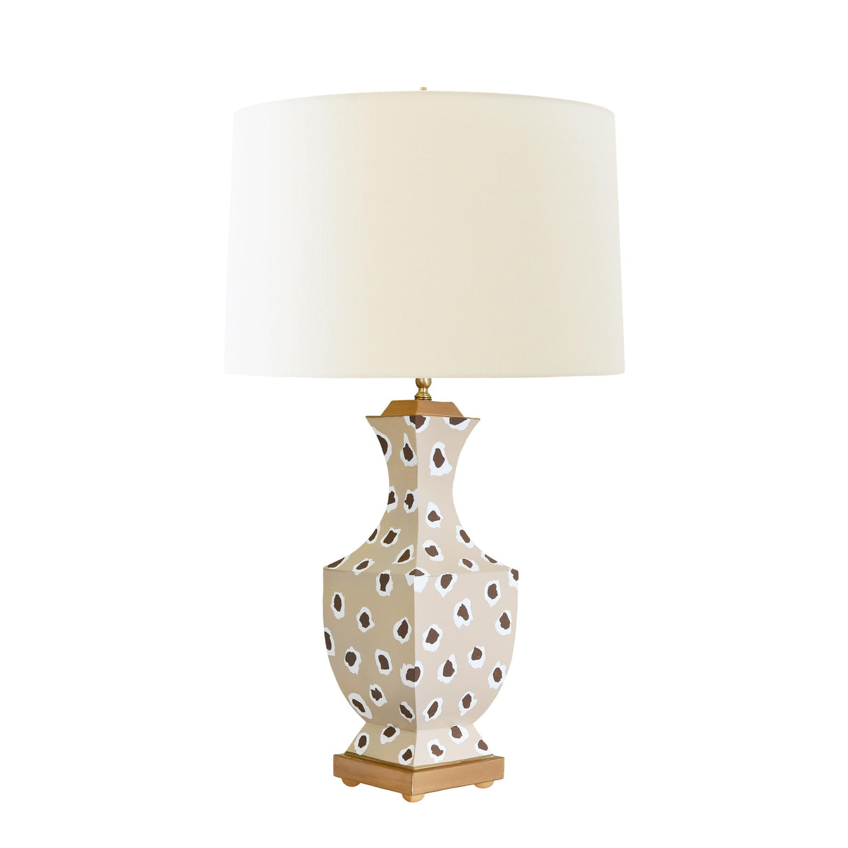 Worlds Away Handpainted Tole Table Lamp In Brown Leopard Pattern