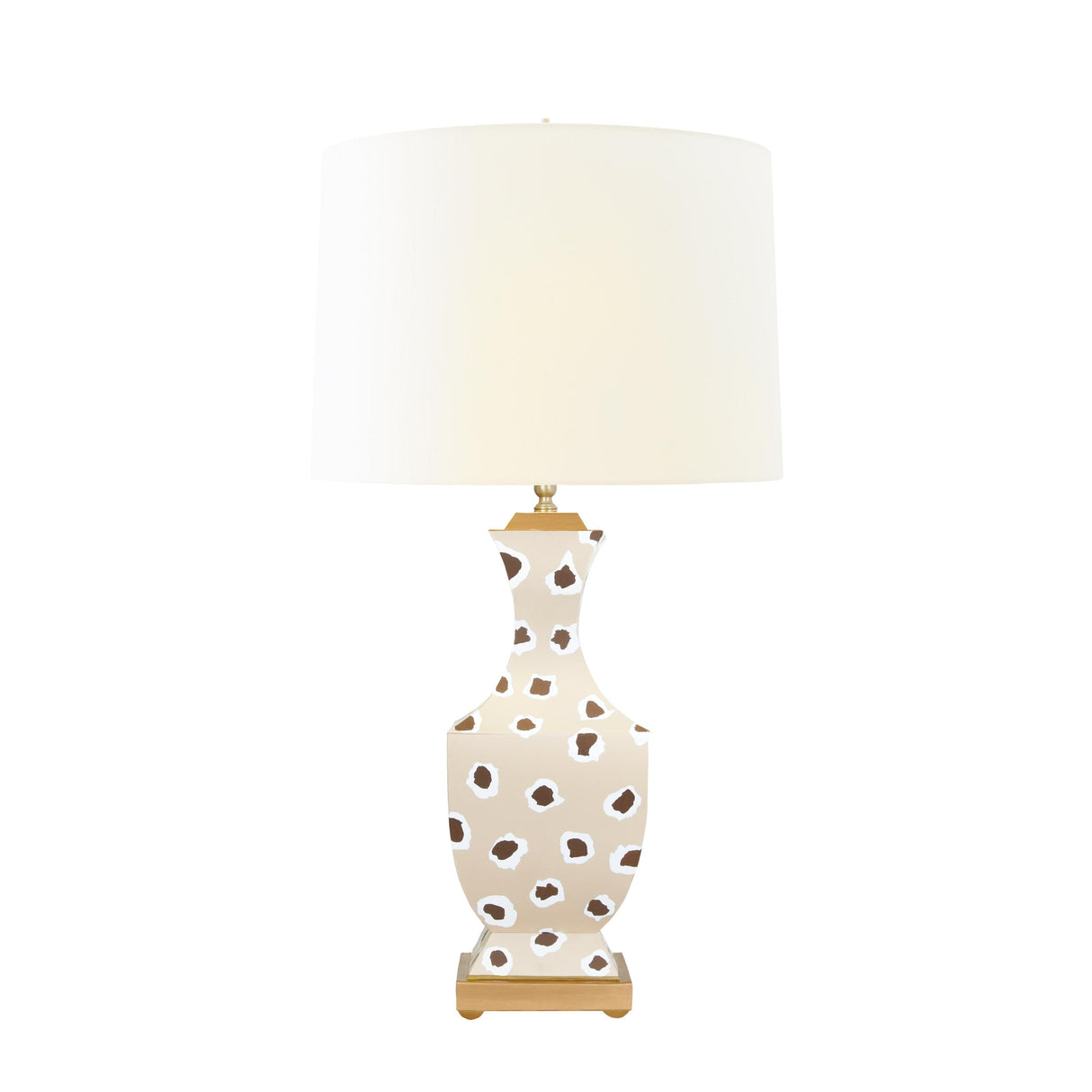 Worlds Away Handpainted Tole Table Lamp In Brown Leopard Pattern