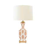 Worlds Away Handpainted Tole Table Lamp In Coral Ikat Pattern