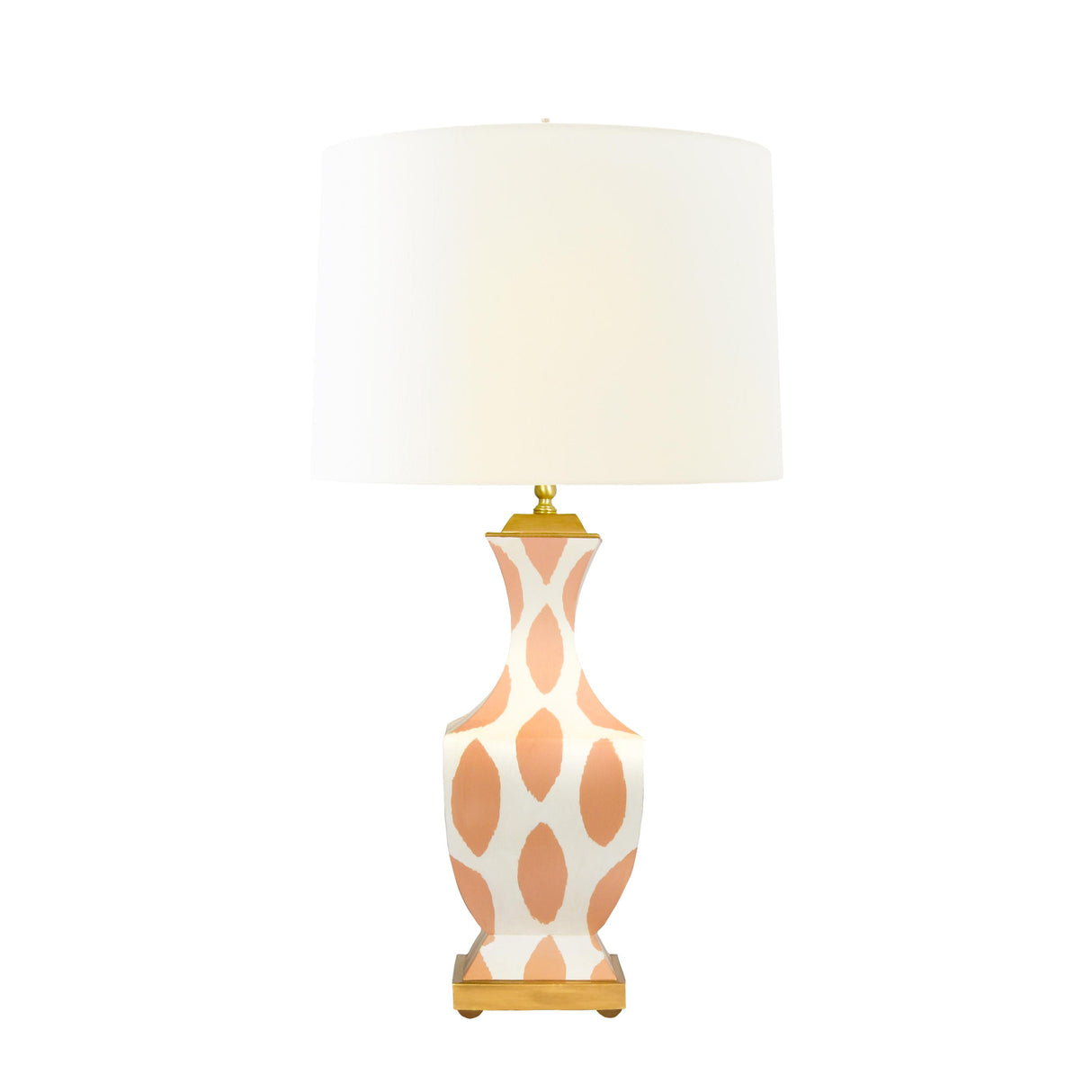 Worlds Away Handpainted Tole Table Lamp In Coral Ikat Pattern