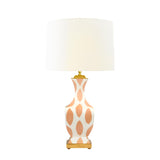 Worlds Away Handpainted Tole Table Lamp In Coral Ikat Pattern