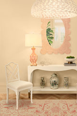 Worlds Away Handpainted Tole Table Lamp In Coral Ikat Pattern