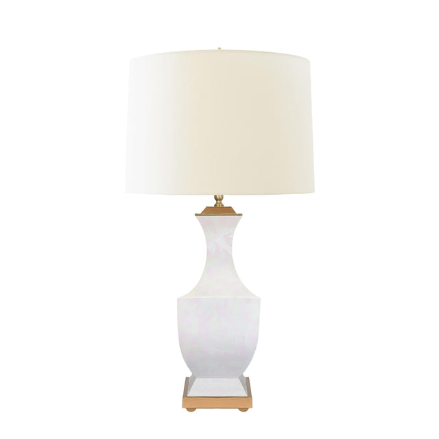 Worlds Away Handpainted Tole Table Lamp In Light Pink Strokes Pattern